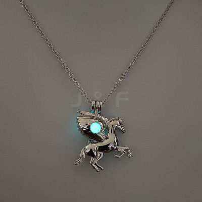 Alloy with Luminous Resin Bead Inside Pendant Necklaces for Women Men FS-WG4D5C2-23-1