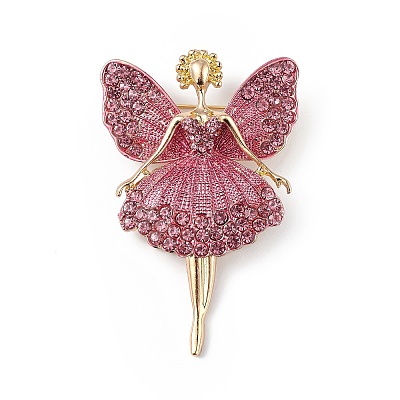 Butterfly Dancer Enamel Pin with Rhinestone JEWB-P016-01G-02-1