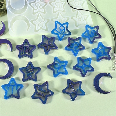 Twelve Constellations Moon & Star Pendants Silicone Molds DIY-G073-03-1