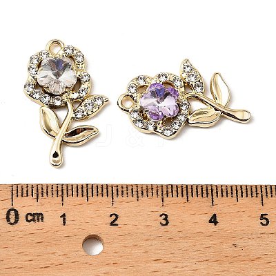 UV Plating Alloy Rhinestone Pendants FIND-A054-02G-1