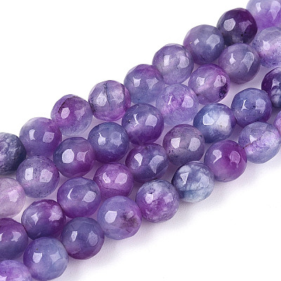 Dyed Natural White Jade Beads Strands X-G-T139-6mm-60-14-1