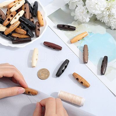 84Pcs 7 Colors Natural Wood Buttons BUTT-GF0003-90B-1