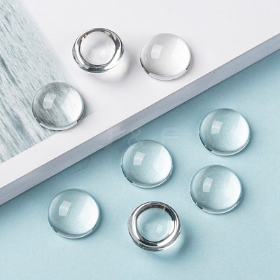 Transparent Half Round Glass Cabochons X-GGLA-R027-16mm-1