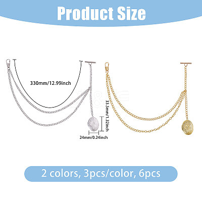 6Pcs 2 Styles Brass Oval Locket Pendant Decotations HJEW-CA00064-1
