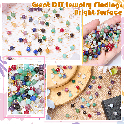 16Pcs 4 Styles Lab Grown Red Corundum Charms with July Birthstone Connector Charms PALLOY-SW00124-1