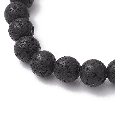 Natural Lava Rock Round Beads Stretch Bracelets BJEW-JB11829-1