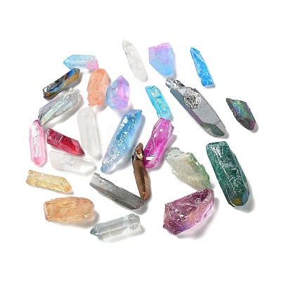 Electroplated Natural Quartz Pendants G-XCP0001-05-1