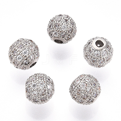 Rack Plating Brass Cubic Zirconia Beads ZIRC-S001-6mm-A03-1