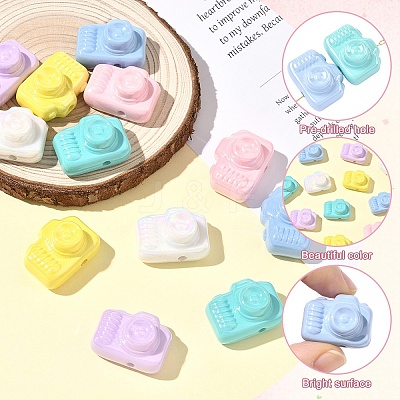 12Pcs 6 Colors Opaque Acrylic Beads MACR-YW0004-66-1