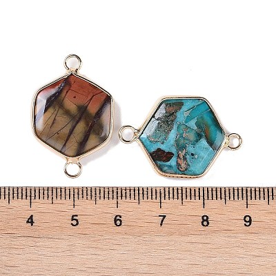 Dyed Synthetic Imperial Jasper Connector Charms G-P529-04G-1