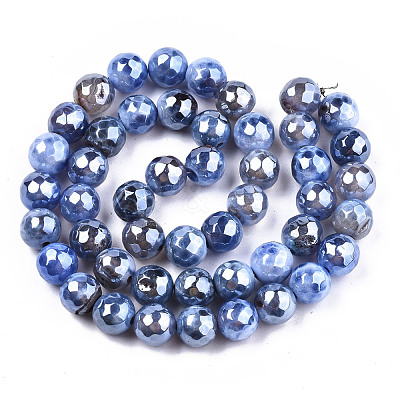 Electroplate Natural Agate Beads Strands G-T131-54G-1