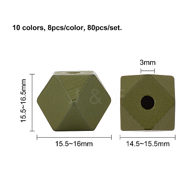 Painted Natural Wooden Beads WOOD-FH0001-09-1