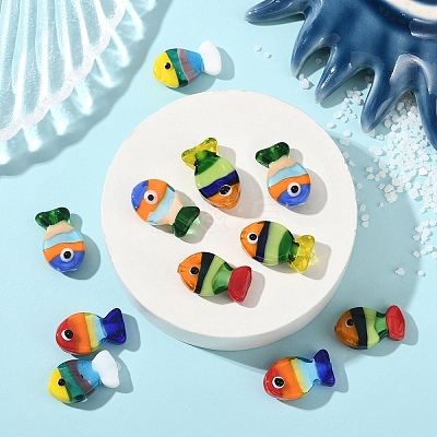 10Pcs 5 Colors Handmade Lampwork Beads LAMP-YW0001-62-1