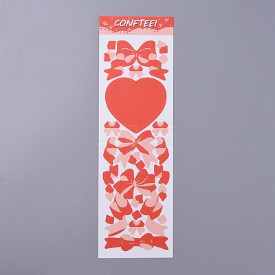 Bowknot & Heart Pattern Decorative Stickers Sheets DIY-L037-G06-1
