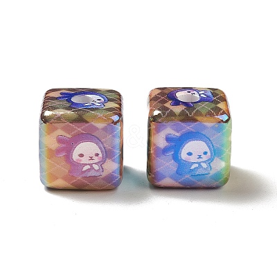 UV Plating Opaque Rainbow Iridescent Acrylic Beads PACR-D069-02A-1