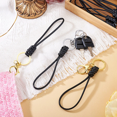 10Pcs 2 Colors Eco-Friendly Korean Waxed Polyester Cord Keychains KEYC-TA00033-1