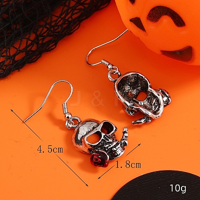 Alloy Skull with Rose Dangle Earrings EV2846-1
