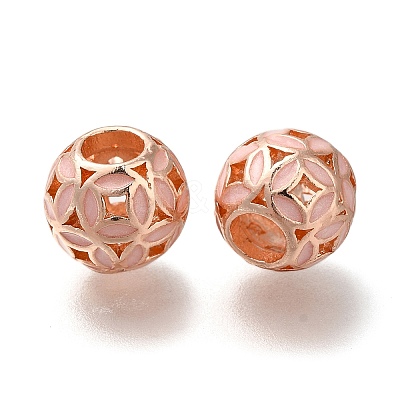 Rack Plating Alloy Enamel European Beads PALLOY-P307-05RG-1