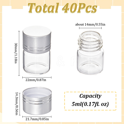 40Pcs Clear Glass Bottles Bead Containers CON-SC0001-15A-01-1