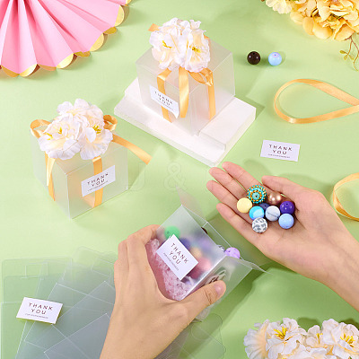 Clear PVC Candy Gift Packaging Boxes with Ribbon & Artificial Flower CON-TAC0001-20D-1
