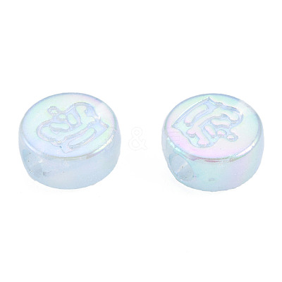 Rainbow Iridescent Plating Acrylic Beads OACR-N010-067-1
