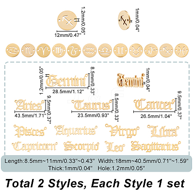 2 Sets 2 Styles 201 Stainless Steel Connector Charms STAS-UN0044-99-1