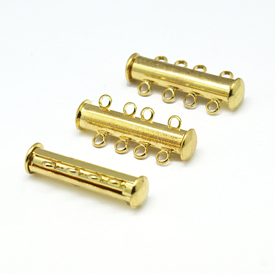 4-Strands 8-Holes Tube Brass Magnetic Slide Lock Clasps KK-D474-G-NF-1