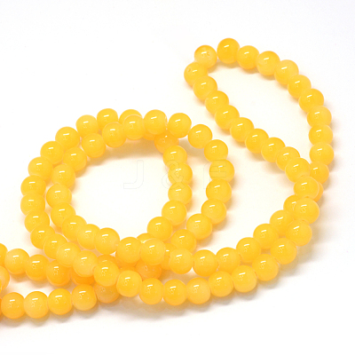 Baking Paint Imitation Jade Glass Round Bead Strands X-DGLA-Q021-10mm-30-1