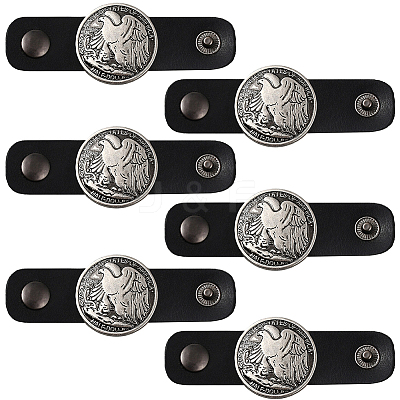 6Pcs Alloy with Imitation Leather Scarf Clips AJEW-CL0004-82B-1