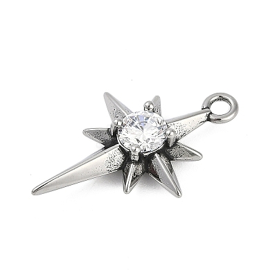 316 Surgical Stainless Steel Micro Pave Cubic Zirconia Pendants LS-STAS-G349-01AS-02-1