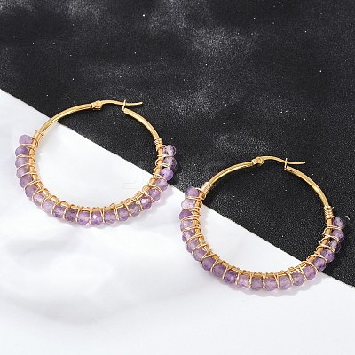 Beaded Hoop Earrings EJEW-JE03830-02-1