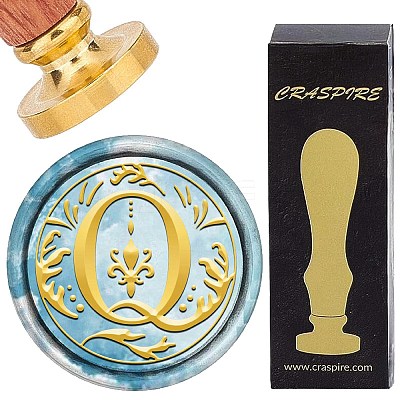 Brass Wax Seal Stamps with Wood Handle AJEW-WH0412-0250-1