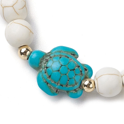 Round Synthetic Howlite Beaded Stretch Bracelets BJEW-JB10269-03-1