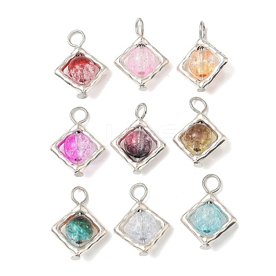 Transparent Crackle Acrylic with Alloy Pendants PALLOY-JF04021-S-1
