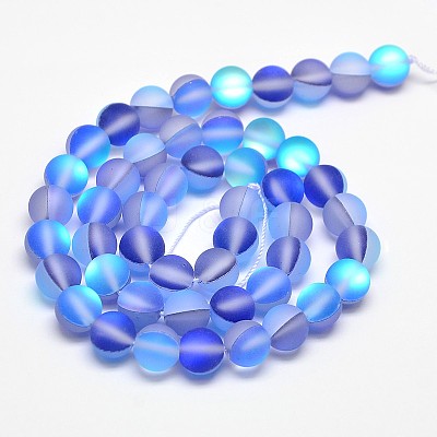 Synthetical Moonstone Beads Strands G-M049-10mm-01-1