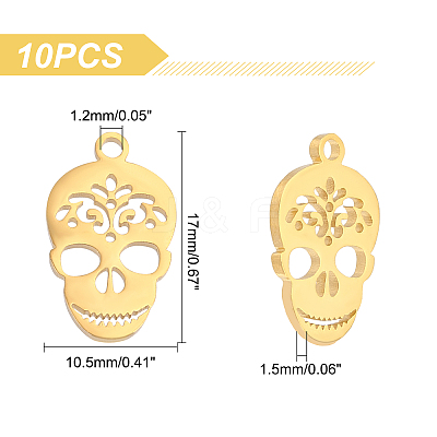 10Pcs 201 Stainless Steel Pendants STAS-UN0030-52-1