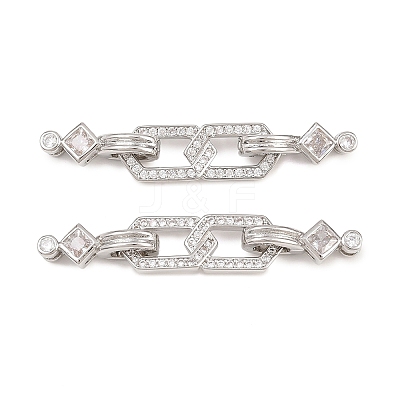 Brass Micro Pave Clear Cubic Zirconia Fold Over Clasps KK-U059-66P-1