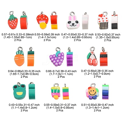 20Pcs 10 Style Handmade Polymer Clay Charms CLAY-YW0001-75-1