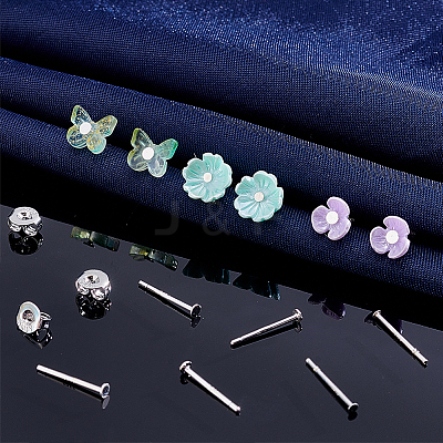 925 Sterling Silver Flat Pad Stud Earring Findings STER-PH0002-76-1