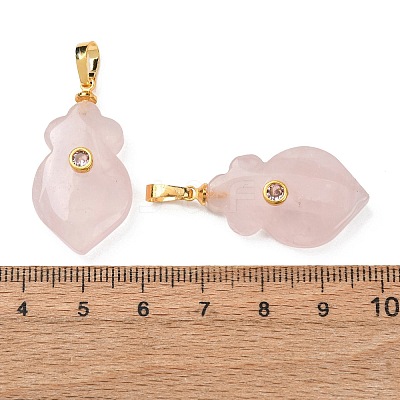 Natural Rose Quartz Pendants G-P628-05G-05-1