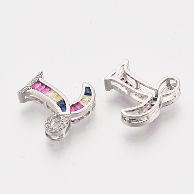 Brass Cubic Zirconia Slide Charms ZIRC-S063-01L-P-1