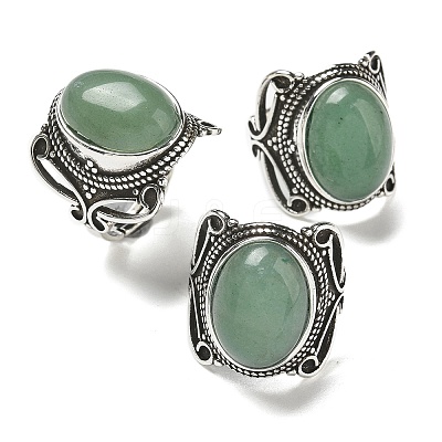Natural Green Aventurine Adjustable Rings RJEW-I108-02AS-08-1