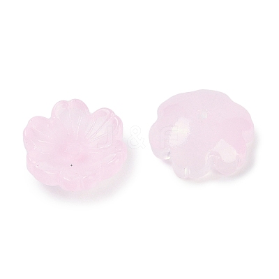 Transparent Spray Paint Glass Bead Caps GLAA-H035-04G-1