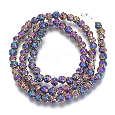 Electroplated Natural Lava Rock Beads Strands G-S352-30A-02-1