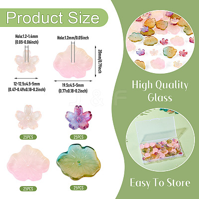 100Pcs 4 Styles Baking Paint Transparent Glass Bead Caps DGLA-TA0001-48-1