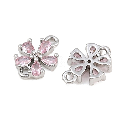 Brass Pave Pink Cubic Zirconia Connector Charms CU-CBAA6E8-01P-1