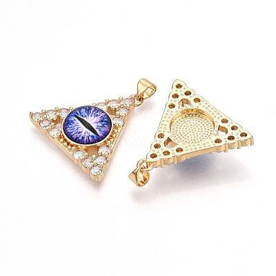 Brass Micro Pave Clear Cubic Zirconia Pendants for Women KK-T070-90A-01-1