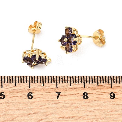Brass Flower Stud Earrings EJEW-A135-10G-1