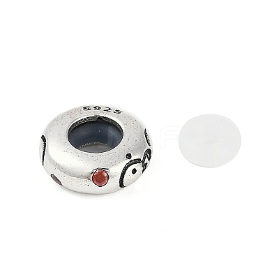 925 Sterling Silver Colorful Cubic Zirconia European Beads STER-R005-01AS-04-1