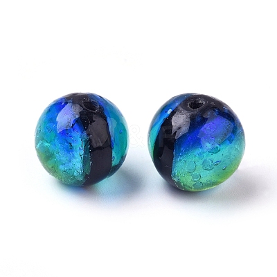 Handmade Silver Foil Glass Lampwork Beads X-LAMP-P051-M02-10mm-1